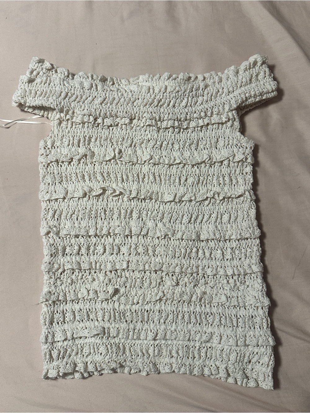 Urban Revivo Women's Off-Shoulder Crochet Top in Cream